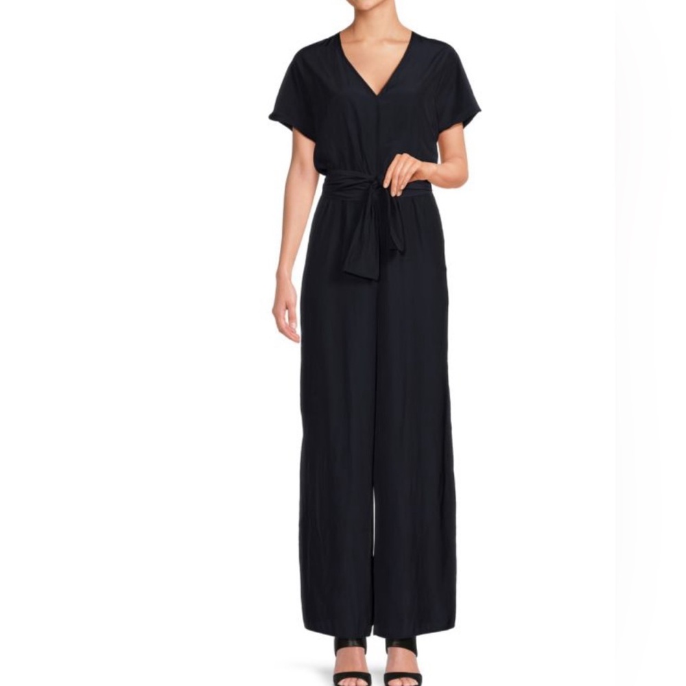 MELLODAY Belted Wide Leg Jumpsuit in Navy XS